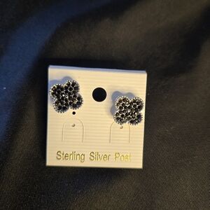 Black Crystal Flower Earrings